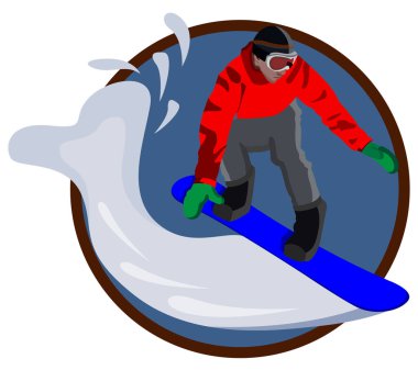 simge, snowboard snowboard, kış sporları, beyaz arka plan üzerinde izole vektör üzerinde