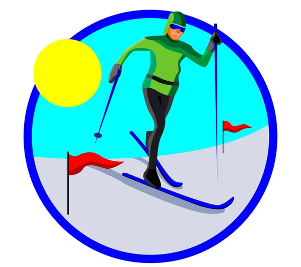 Беговые Лыжи Икона Зимнего Спорта Изолированные Белом Фоне — стоковый вектор