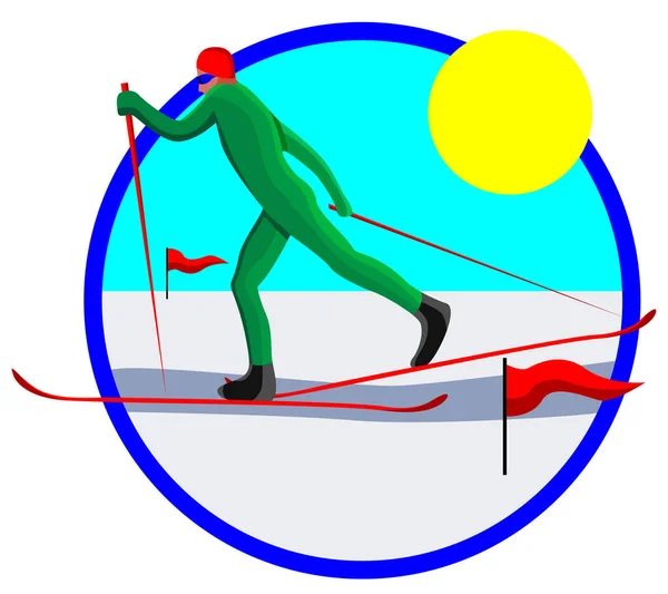 Beyaz Arka Plan Üzerinde Izole Kayak Kış Spor Idolü — Stok Vektör