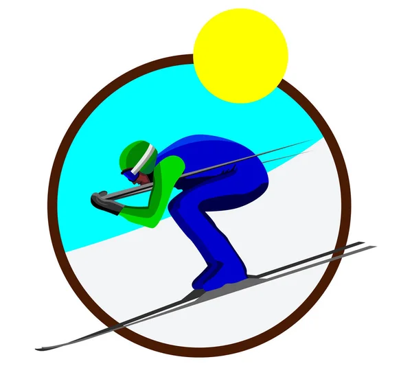 Descenso Icono Del Esquí Deportes Invierno Vector Aislado Sobre Fondo — Vector de stock