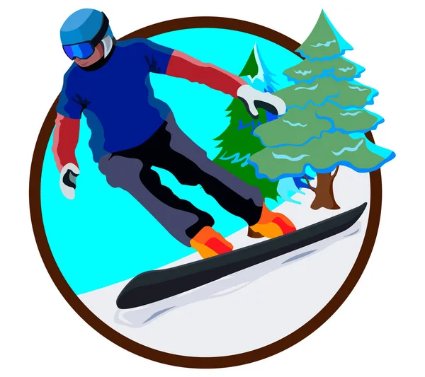 Symbol Snowboarder Auf Snowboard Wintersport Vektor Isoliert Auf Weißem Hintergrund — Stockvektor