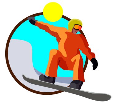 simge, snowboard snowboard, kış sporları, beyaz arka plan üzerinde izole vektör üzerinde
