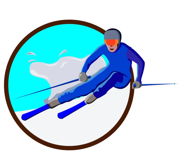 Икона Горнолыжного Спорта Зимние Виды Спорта Вектор Белом Фоне — стоковый вектор