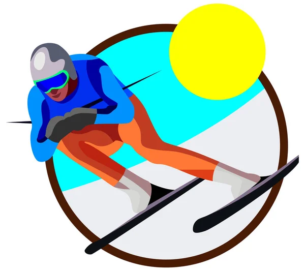 Descenso Icono Del Esquí Deportes Invierno Vector Aislado Sobre Fondo — Vector de stock