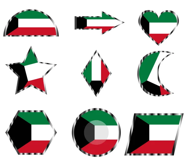 Kuwait Flagge Abzeichen Aus Den Nationalfarben Des Landes Isoliert Auf — Stockvektor