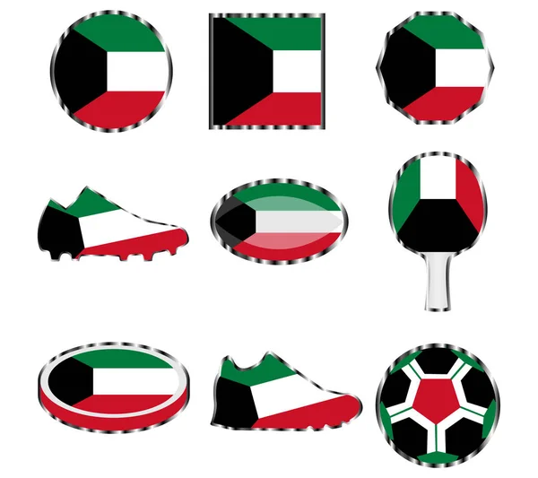 科威特旗子 徽章从国家的全国颜色 查出在白色背景 — 图库矢量图片