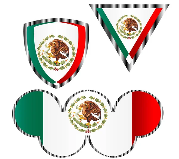 Conjunto Vários Ícones Bandeira Nacional México Vetor Isolado Sobre Fundo — Vetor de Stock