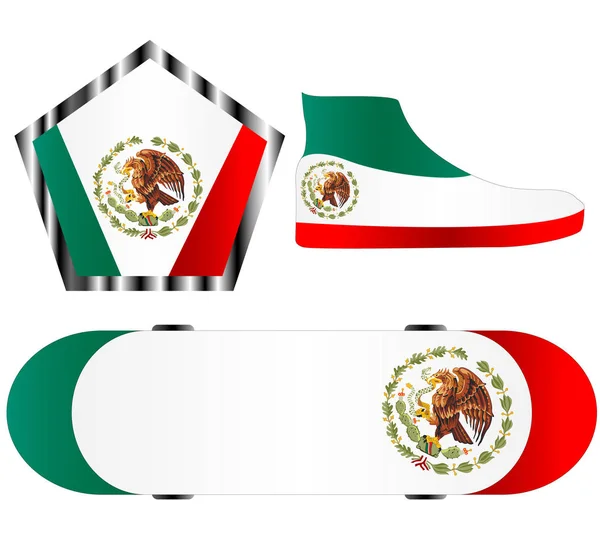 Conjunto Varios Iconos Bandera Nacional México Vector Aislado Sobre Fondo — Vector de stock