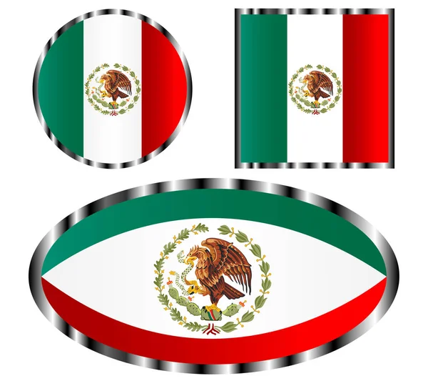 Conjunto Varios Iconos Bandera Nacional México Vector Aislado Sobre Fondo — Vector de stock