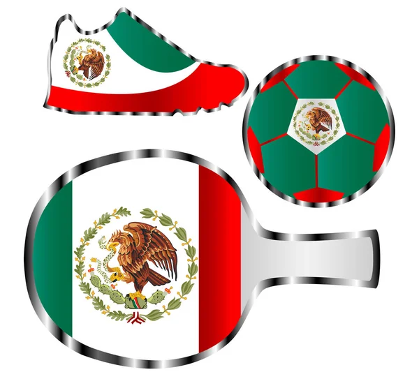 墨西哥国旗的各种各样的图标集合 向量查出在白色背景 — 图库矢量图片
