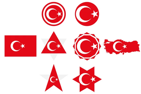 Turkey Flag Icon Set National Elements Colors Turkey Flag — Stock Vector