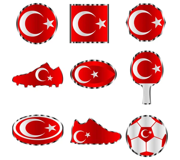 Turkey Flag Icon Set National Elements Colors Turkey Flag — Stock Vector