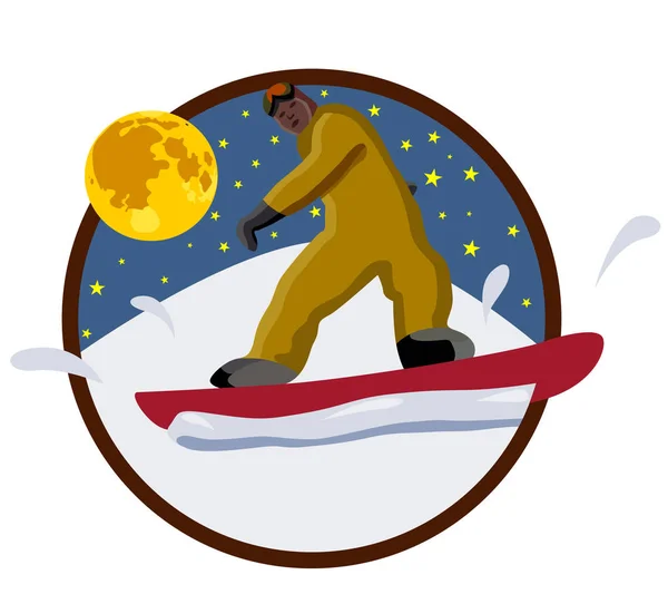 Икона Сноубордист Сноуборде Зимние Виды Спорта Вектор Белом Фоне — стоковый вектор