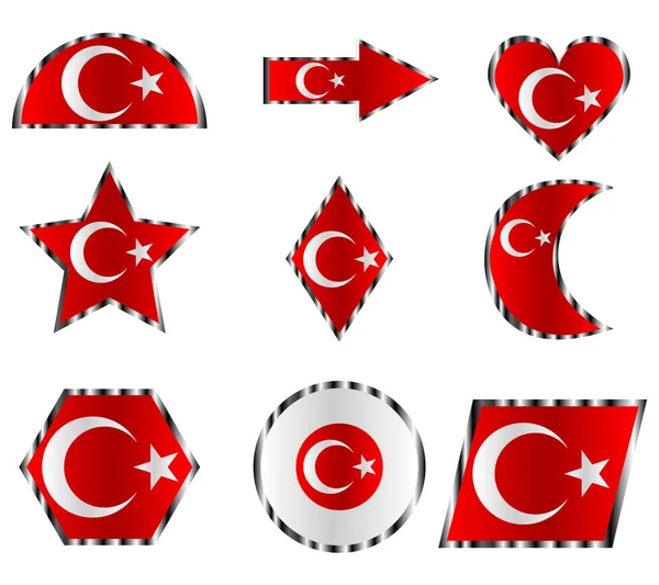 Türkiye Bayrağı Ulusal Öğeleri Kümesi Simgesini Türkiye Bayrağının Renkleri — Stok Vektör