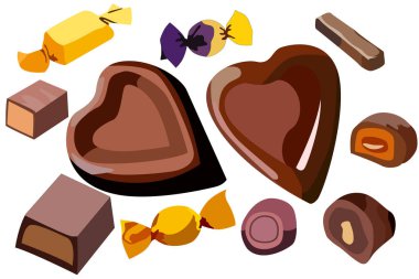 Çikolata şeker simgeleri, birçok farklı tatlılar bir dizi