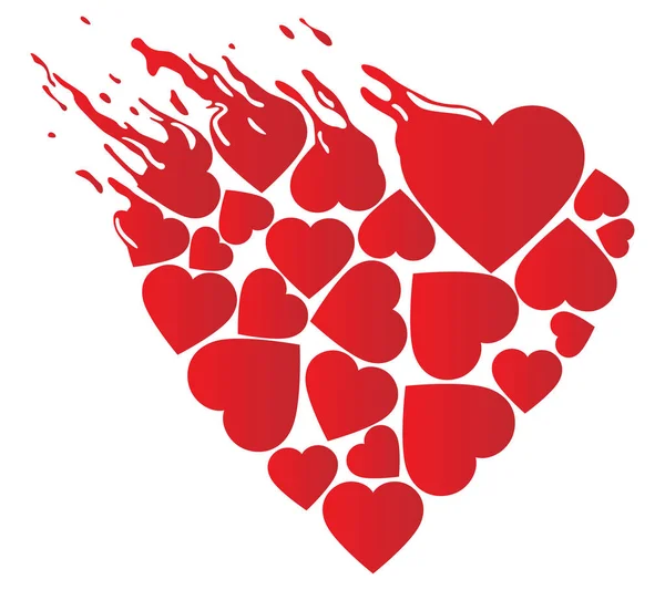 Gambar Dari Jantung Warna Merah Dari Bentuk Yang Tidak Biasa - Stok Vektor