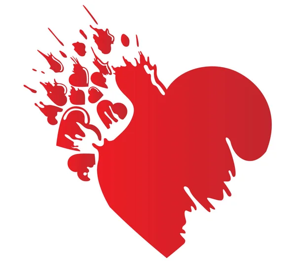 Изображение Сердца Красного Цвета Необычной Формы Вектор Изолирован Белом Фоне — стоковый вектор