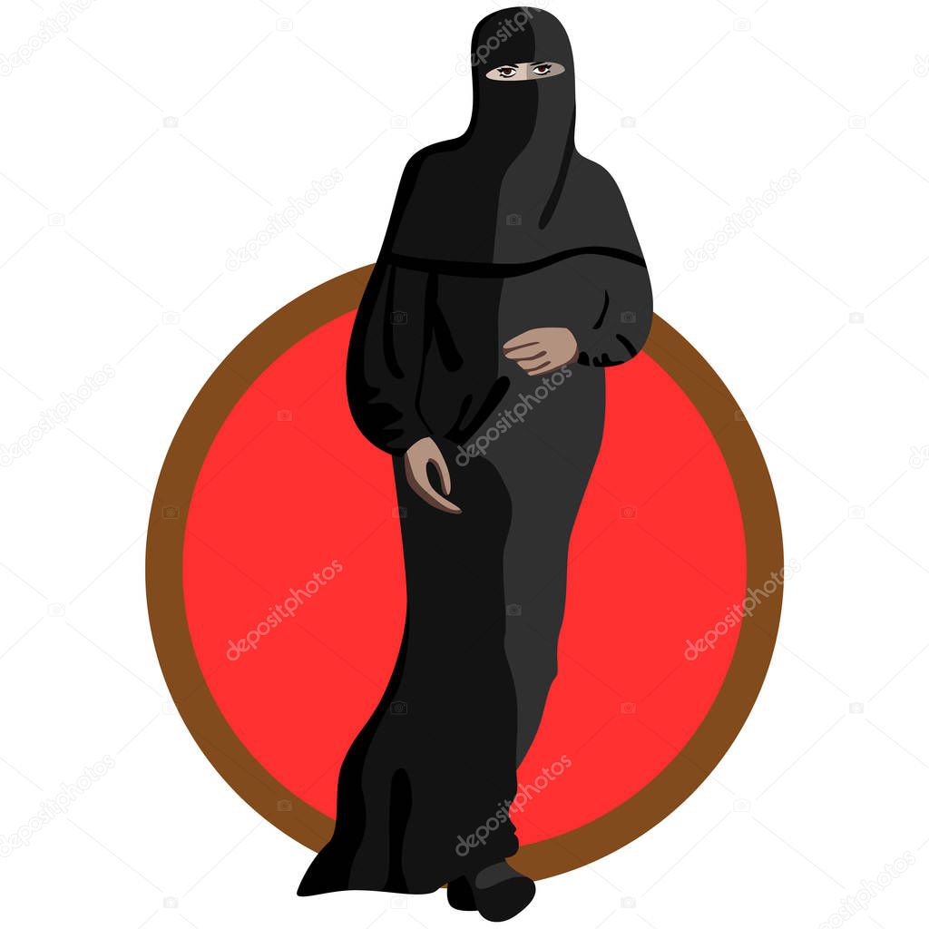 Muslim woman hijab equality of all women in the world, chastity, vector isolated on white background