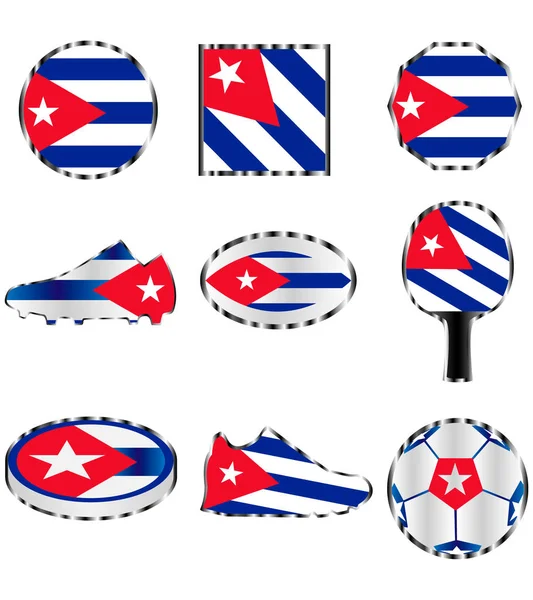 Kubafahne Sowie Verschiedene Symbole Den Farben Der Nationalflagge Eine Illustration — Stockvektor