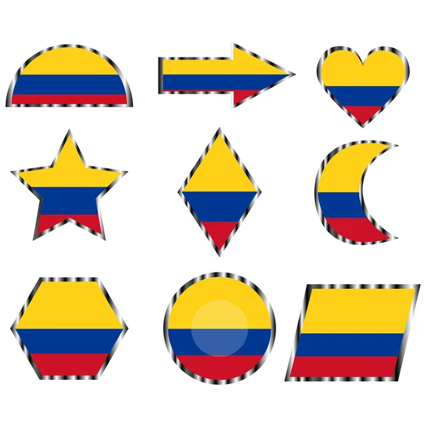 Набір Зображенням Прапор Колумбії Вектор Ізольовані Білому Тлі — стоковий вектор
