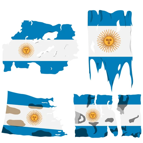 Ingesteld Met Afbeelding Van Vlag Van Argentinië Vector Geïsoleerd Witte — Stockvector