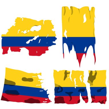 Kolombiya bayrağı görüntü ile ayarlayın. Beyaz arka plan üzerinde izole vektör.