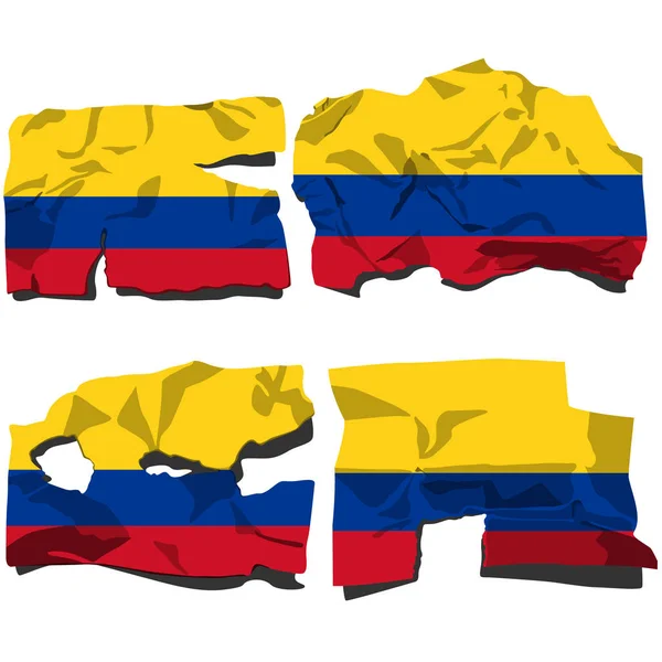 Sada Obrazem Vlajka Kolumbie Vektor Izolovaných Bílém Pozadí — Stockový vektor