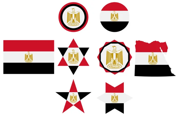 Gesetzt Mit Dem Bild Der Flagge Ägyptens Vektor Isoliert Auf — Stockvektor