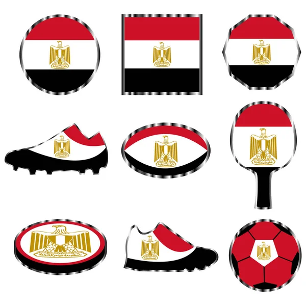 Gesetzt Mit Dem Bild Der Flagge Ägyptens Vektor Isoliert Auf — Stockvektor