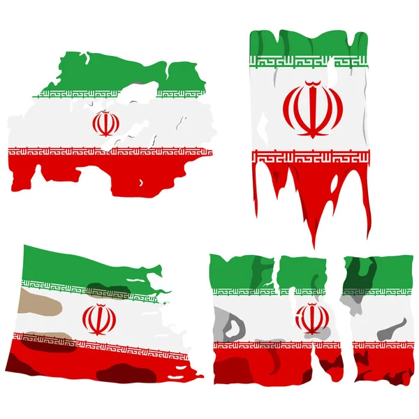 Ensemble Avec Image Drapeau Iran Vecteur Isolé Sur Fond Blanc — Image vectorielle