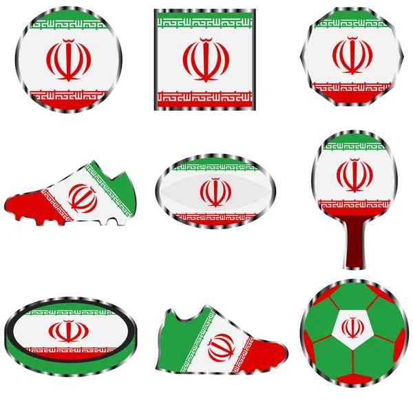Set Con Imagen Bandera Iran Vector Aislado Sobre Fondo Blanco — Vector de stock