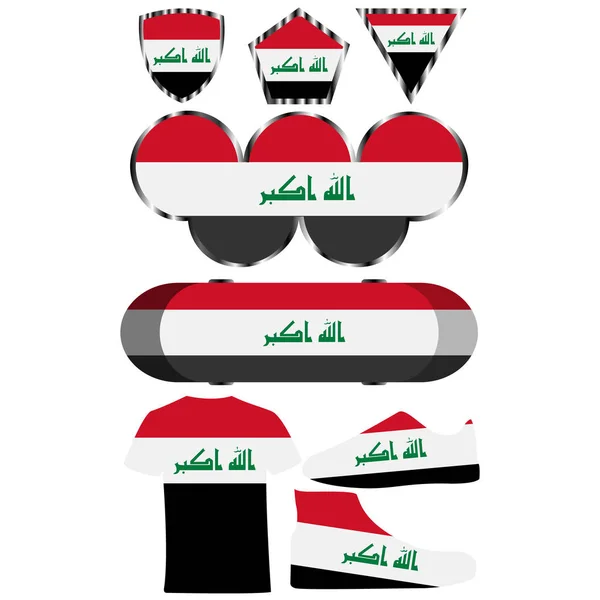 Gesetzt Mit Dem Bild Der Irakischen Flagge Vektor Isoliert Auf — Stockvektor