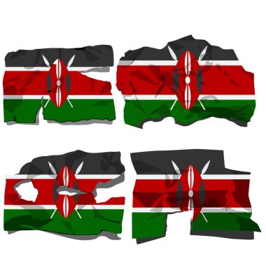 Kenya bayrağı görüntü ile ayarlayın. Beyaz arka plan üzerinde izole vektör.
