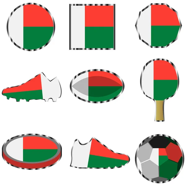 Set Con Imagen Bandera Madagascar Vector Aislado Sobre Fondo Blanco — Vector de stock