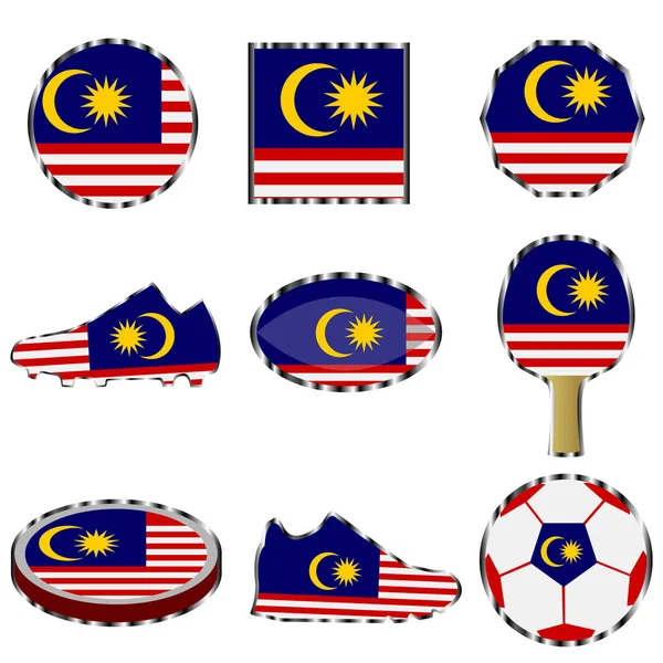 Set Image Flag Malaysia Vector Isolated White Background — Stock Vector