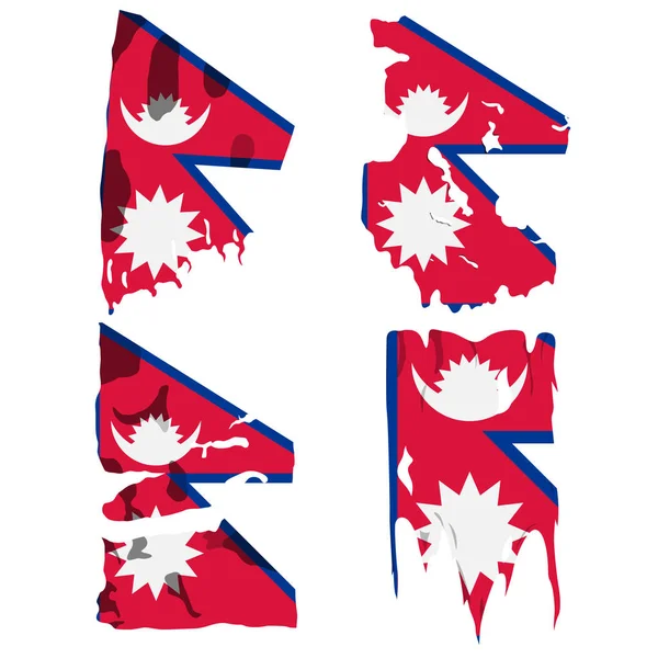 Set with the image of the flag of Nepal. Vector. — Stock Vector