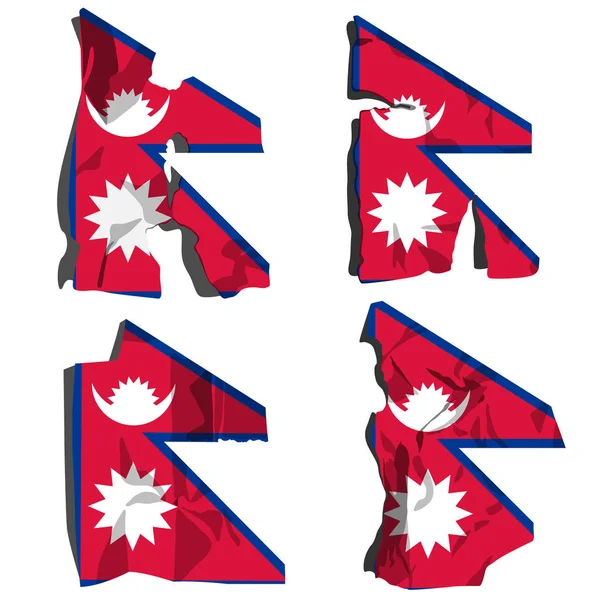 Set with the image of the flag of Nepal. Vector. — Stock Vector