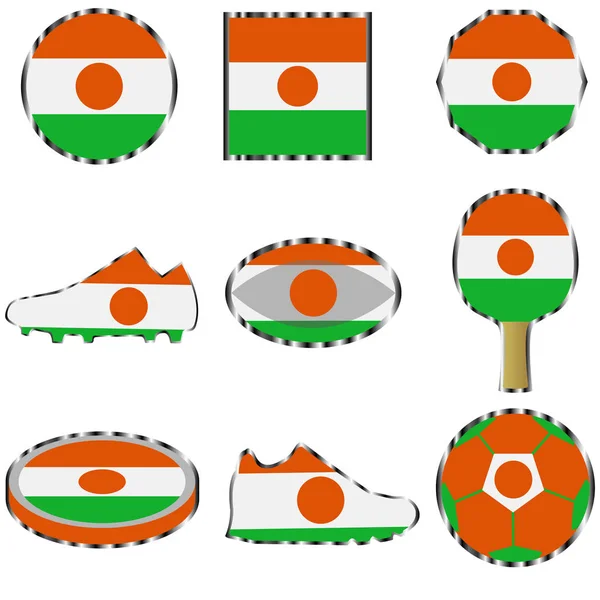 Ensemble avec l'image du drapeau du Niger. Vecteur . — Image vectorielle