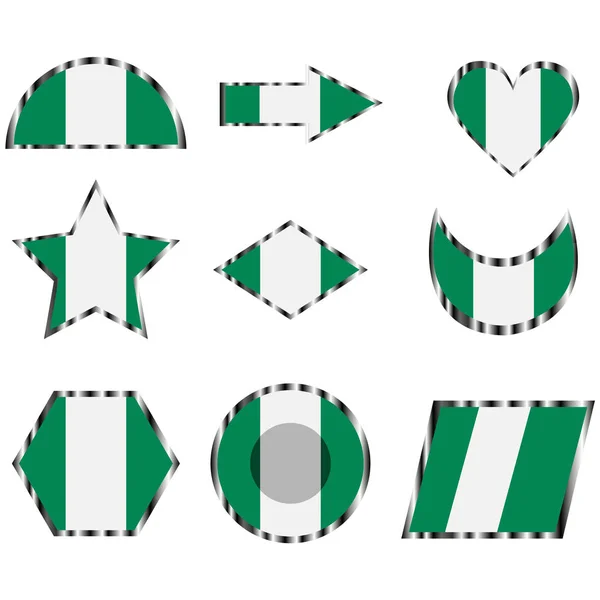 Set con la imagen de la bandera de Nigeria. Vector . — Vector de stock