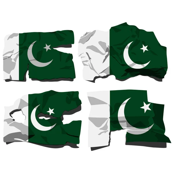 Set with the image of the flag of Pakistan. Vector. — Stock Vector