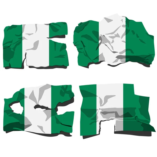 Ensemble avec l'image du drapeau du Nigeria. Vecteur . — Image vectorielle