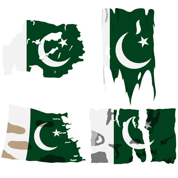 Conjunto con la imagen de la bandera de Pakistán. Vector . — Archivo Imágenes Vectoriales