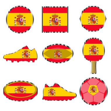 İspanya bayrağı görüntü ile ayarlayın. Vektör.