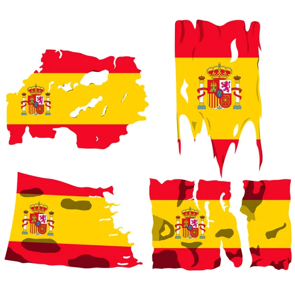 Zestaw z wizerunkiem banderą Hiszpanii. Wektor. — Wektor stockowy