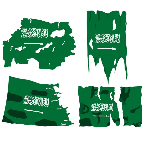 Ensemble avec l'image du drapeau de l'Arabie Saoudite. Vecteur . — Image vectorielle