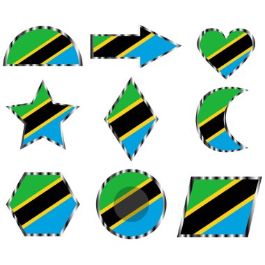 Tanzanya'nın bayrağı görüntü ile ayarlayın. Vektör.