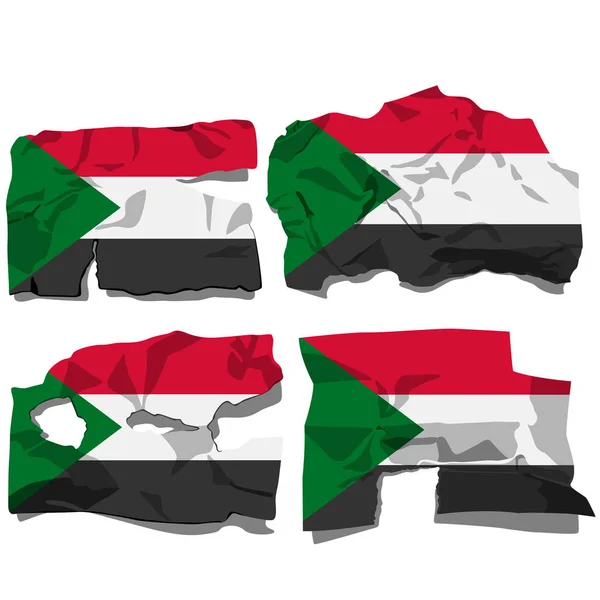 Gesetzt mit dem Bild der Sudan-Flagge. Vektor. — Stockvektor