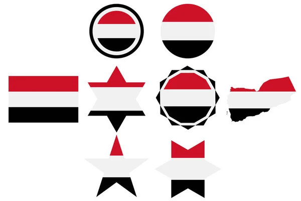 Set con la imagen de la bandera de Yemen. Vector . — Vector de stock