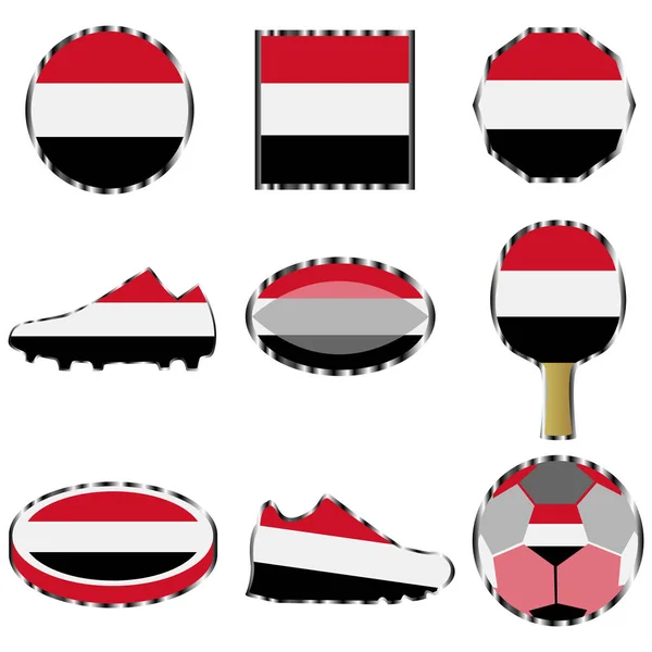 Set con la imagen de la bandera de Yemen. Vector . — Vector de stock