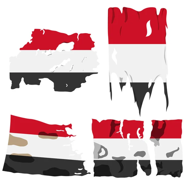 Gesetzt mit dem Bild der Flagge des Jemen. Vektor. — Stockvektor